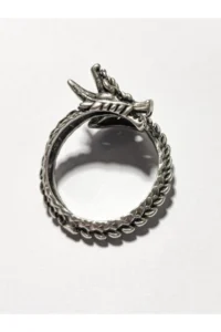 The Collection Antique Silver Plated Dragon Model Adjustable Ring - Image 2