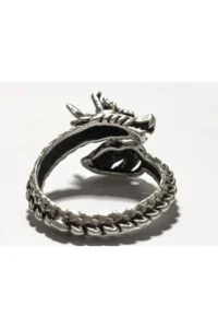 The Collection Antique Silver Plated Dragon Model Adjustable Ring - Image 3