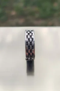 The Collection Adjustable Silver Plated Ring with Oval Line Pattern - Image 2
