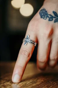 The Collection Antique Silver Plated Cross Ring