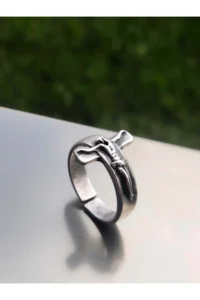 The Collection Antique Silver Plated Cross Ring - Image 3