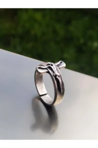 The Collection Antique Silver Plated Cross Ring - Image 4