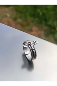 The Collection Antique Silver Plated Cross Ring - Image 5