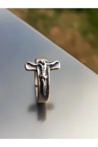 The Collection Antique Silver Plated Cross Ring - Image 6