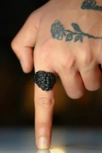 The Collection Skeleton Double Hand Shaped Adjustable Black Ring - Image 3