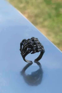 The Collection Skeleton Double Hand Shaped Adjustable Black Ring - Image 5