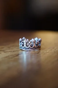 The Collection King Crown Model Silver Plated Adjustable Ring
