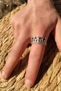 The Collection King's Crown Model Silver Plated Adjustable Ring - Image 2