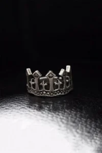 The Collection King's Crown Model Silver Plated Adjustable Ring - Image 3