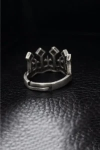 The Collection King's Crown Model Silver Plated Adjustable Ring - Image 4