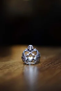 The Collection Heart and Skull Shaped Silver Plated Adjustable Ring - Image 2