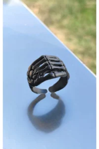 The Collection MATTE Black Skeleton Finger Adjustable Ring