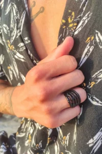 The Collection MATTE Black Skeleton Finger Adjustable Ring - Image 2