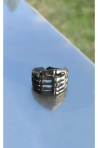 The Collection MATTE Black Skeleton Finger Adjustable Ring - Image 3