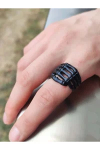 The Collection MATTE Black Skeleton Finger Adjustable Ring - Image 5