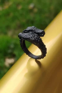 The Collection Double Headed Crocodile Adjustable Black Ring - Image 4