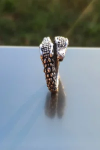 The Collection Double Headed Crocodile Silver Plated Adjustable Ring - Image 2