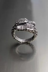 The Collection Double Headed Crocodile Silver Plated Adjustable Ring - Image 4