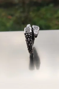 The Collection Double Headed Crocodile Silver Plated Adjustable Ring - Image 5