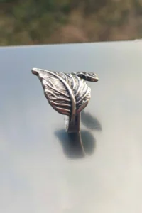 The Collection Yaprak Model Adjustable Silver Plated Ring - Image 2