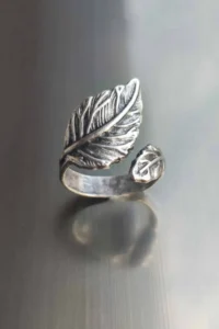 The Collection Yaprak Model Adjustable Silver Plated Ring - Image 3