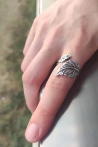 The Collection Yaprak Model Adjustable Silver Plated Ring - Image 4