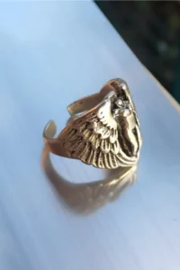 The Collection Silver Plated Antique Antique Winged Women's Adjustable Ring - Image 2