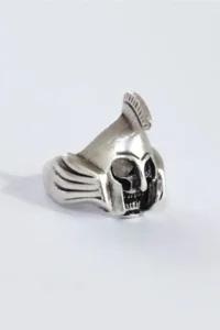 The Collection Helmeted Skull Skeleton Silver Plated Adjustable Ring - Image 2