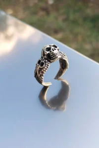 The Collection Kurukafa Iskelet Silver Plated Adjustable Ring - Image 4