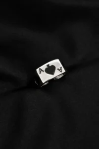 The Collection Black Ace of Spades Unisex Adjustable Ring - Image 2