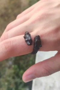 The Collection Matte Black Double Headed Pitbull Model Adjustable Ring - Image 5