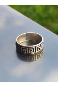 The Collection Antique Pattern Model Adjustable Silver Plated Ring - Image 4