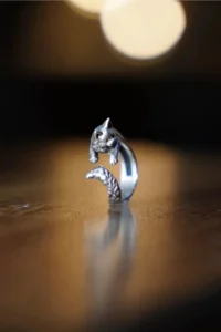 The Collection Antique Silver Plated Wrapped Cat Shaped Adjustable Ring