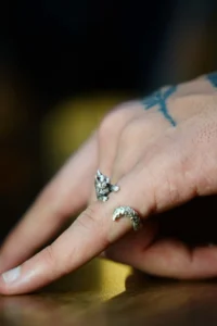 The Collection Antique Silver Plated Wrapped Cat Shaped Adjustable Ring - Image 2