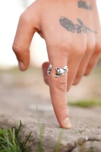 The Collection Antique Silver Plated Sleeping Happy Cat Shaped Adjustable Ring - Image 2