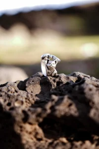 The Collection Antique Silver Plated Sleeping Happy Cat Shaped Adjustable Ring - Image 3