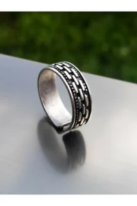 The Collection Antik Silver Plated Patterned Adjustable Ring