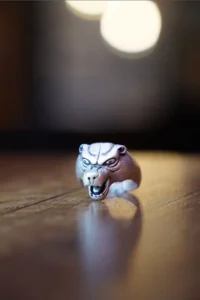 The Collection Wolf Head Adjustable Silver Plated Ring