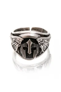 The Collection Winged Gladiator Model Adjustable Silver Plated Ring - Image 2