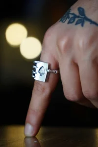The Collection Ace of Spades Skeleton Playing Card Adjustable Ring - Image 2