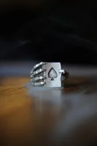 The Collection Ace of Spades Skeleton Playing Card Adjustable Ring - Image 3