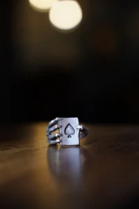 The Collection Ace of Spades Skeleton Playing Card Adjustable Ring - Image 4