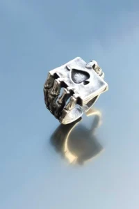 The Collection Ace of Spades Skeleton Playing Card Adjustable Ring - Image 5