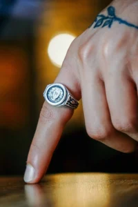 The Collection Medusa Model Adjustable Silver Plated Unisex Ring