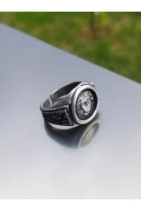 The Collection Medusa Model Adjustable Silver Plated Unisex Ring - Image 2