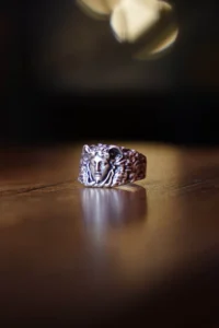 The Collection Unisex Aged Silver Medusa Figure Silver Plated Ring - Image 2