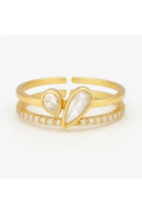 The Collection Zircon Stone Heart Gold Plated Adjustable Vip Ring - Image 2