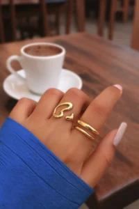 The Collection Set of 2 Modern Wave and Heart Open Form Rings Vip Rings