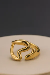 The Collection Set of 2 Modern Wave and Heart Open Form Rings Vip Rings - Image 4