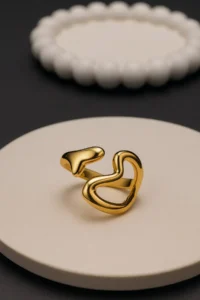 The Collection Set of 2 Modern Wave and Heart Open Form Rings Vip Rings - Image 5
